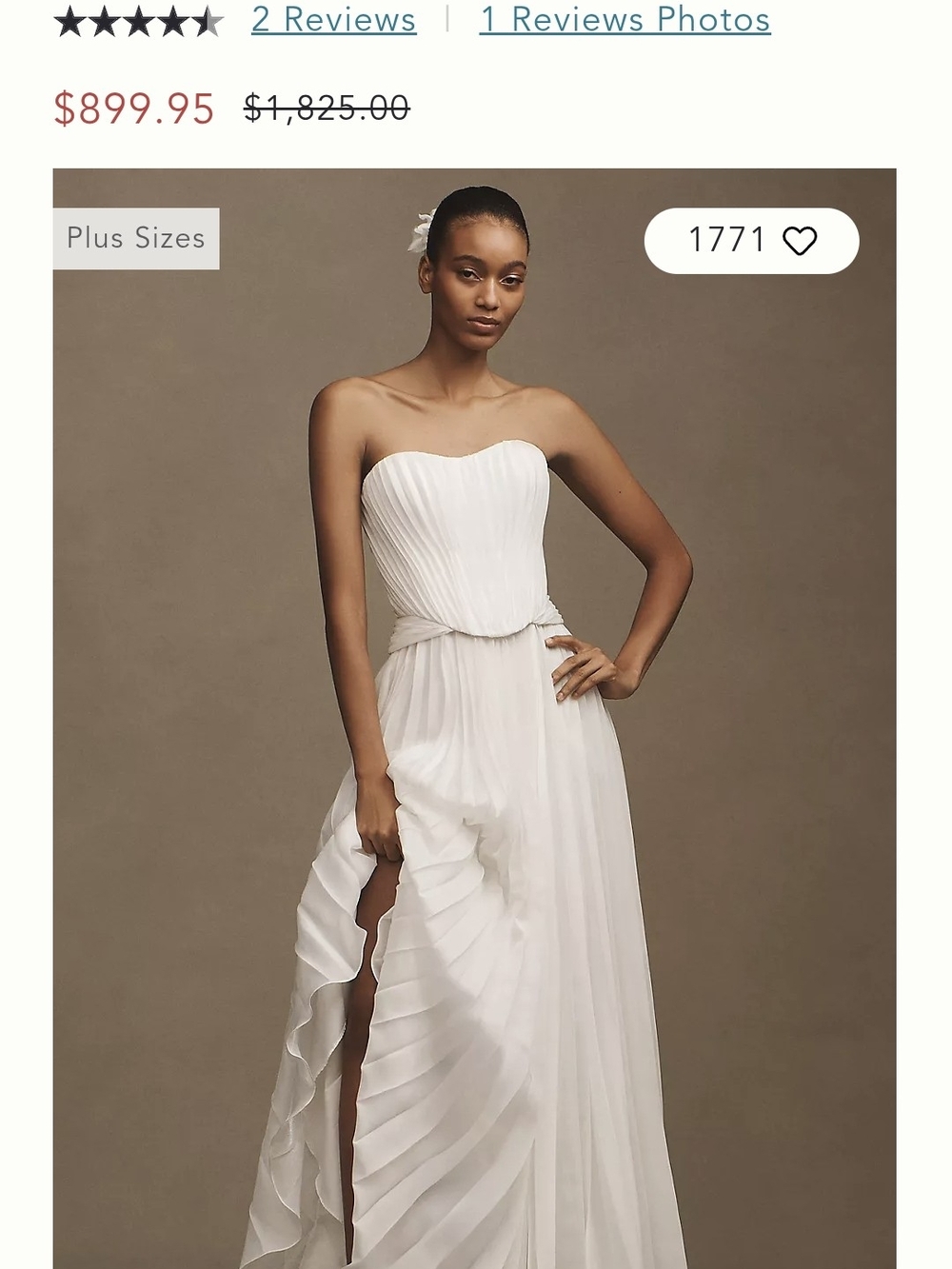 Willowby By Watters Willa White Strapless Pleated Chiffon A-LINE Wedding Gown